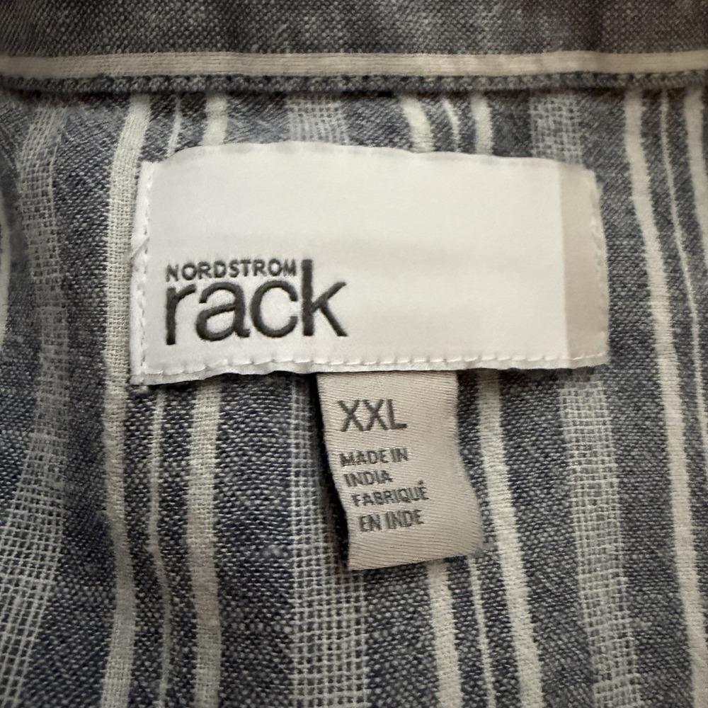 Nordstrom Rack XXL Linen Blend Dress Coastal Summer Midi Striped Beach Lagenlook - Picture 8 of 8